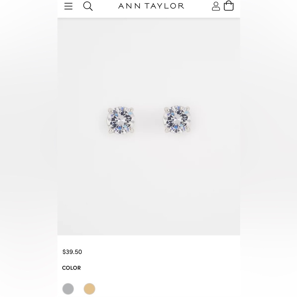 Ann Taylor Women's Modern Classic Brilliant Studs - CZ in Silver color